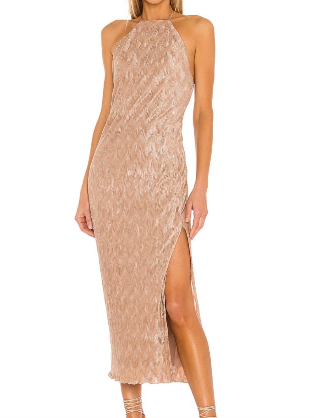 House of Harlow 1960 Champagne Halter Dress with Slit